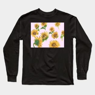 Sunflowers on pink Long Sleeve T-Shirt